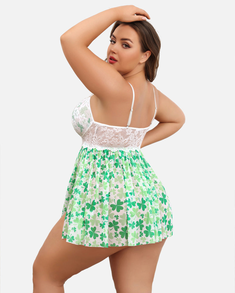 Plus Größe V-Ausschnitt Mesh Seite Schlitz Babydolls