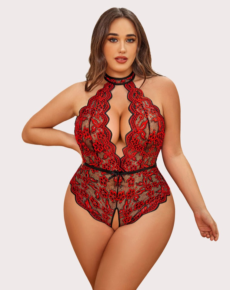 Wunderschöner Bodysuit mit Spitzendruck in Übergröße