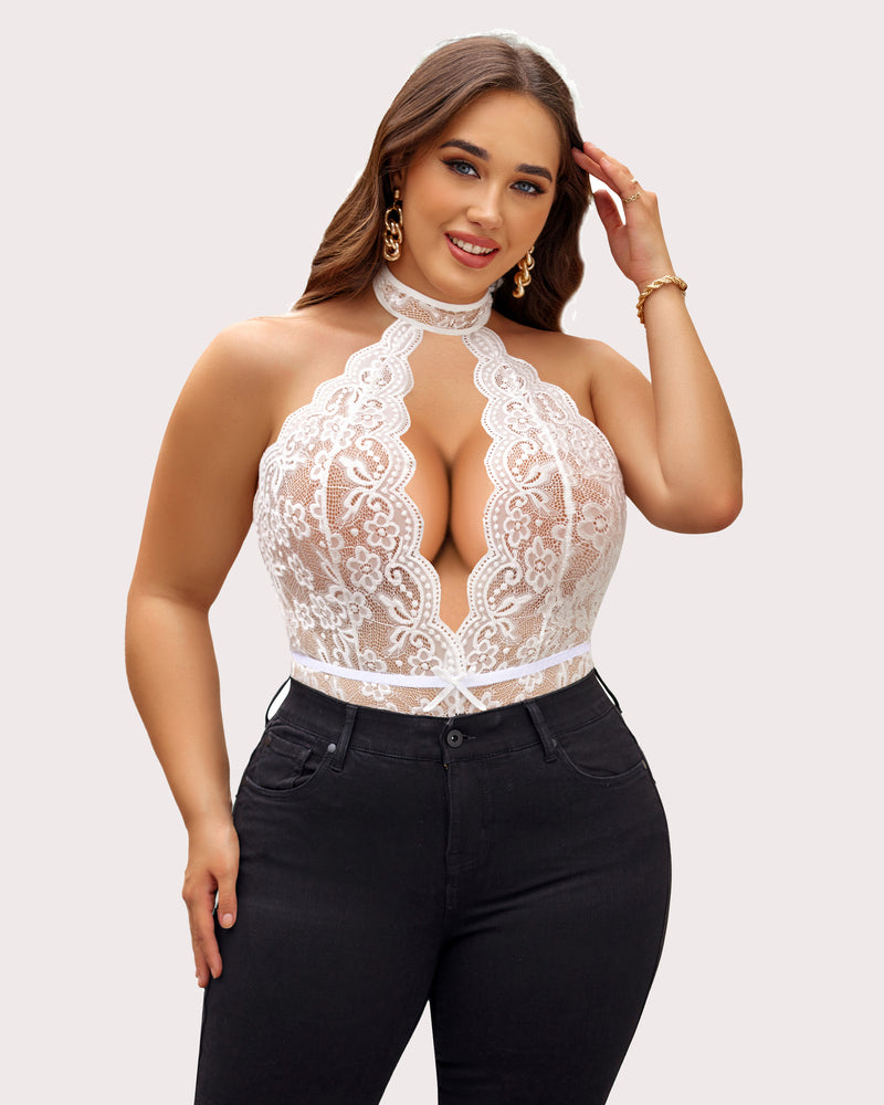 Wunderschöner Bodysuit mit Spitzendruck in Übergröße