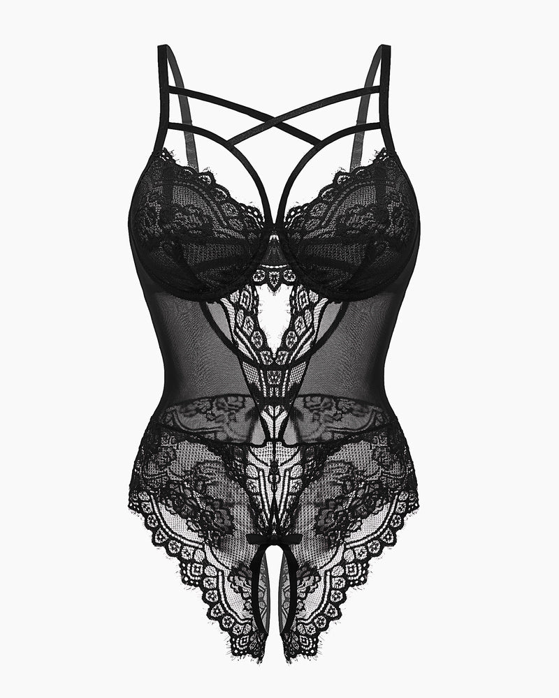 Floral Lace Harness Bodysuit
