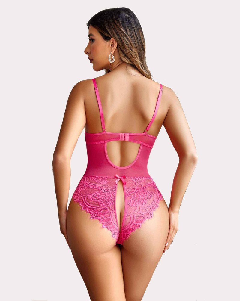 Leopard Spitze Harness Bodysuit