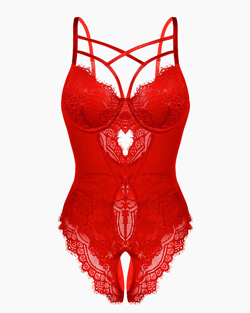 Floral Lace Harness Bodysuit
