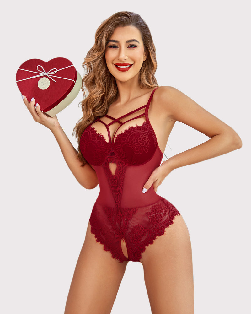 Floral Lace Harness Bodysuit
