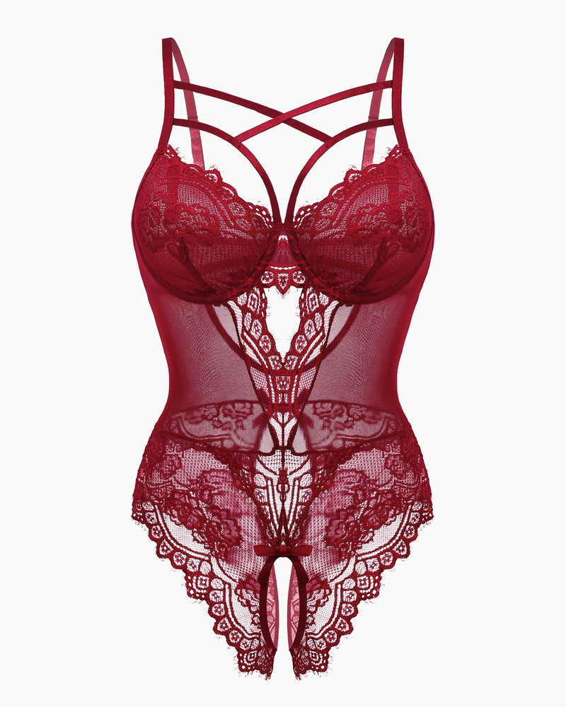 Floral Lace Harness Bodysuit