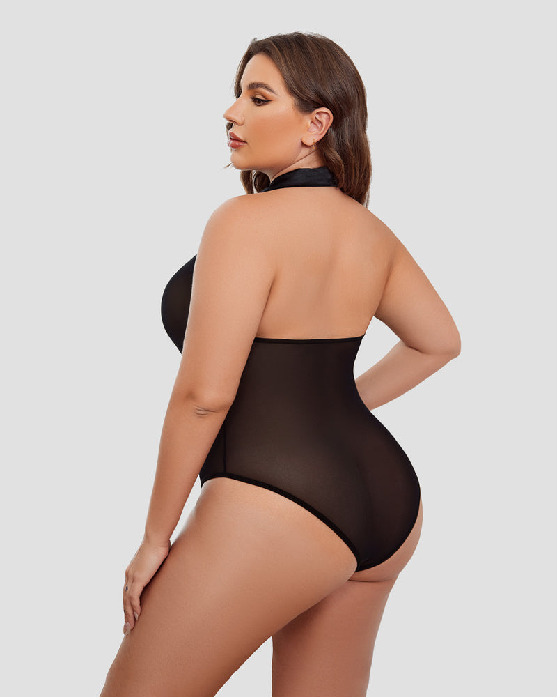 Plus Size Bodysuit Karierter Rock mit Krawattenhalter