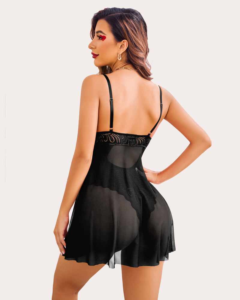 Spitze Floral Print Snap Crotch Teddy