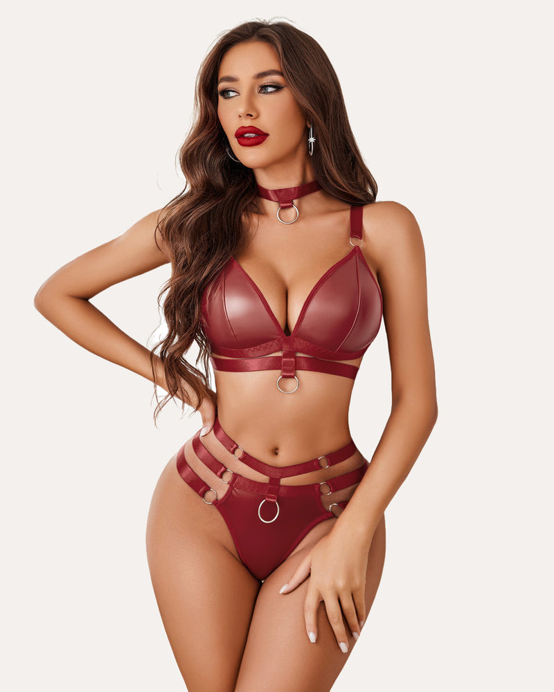 O-Ring Linked Cut Out BH und Panty Set