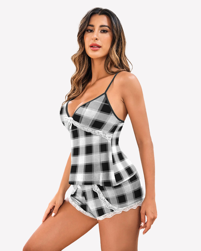 Cami Set Spitzenbesatz Kurze Pjs Sets