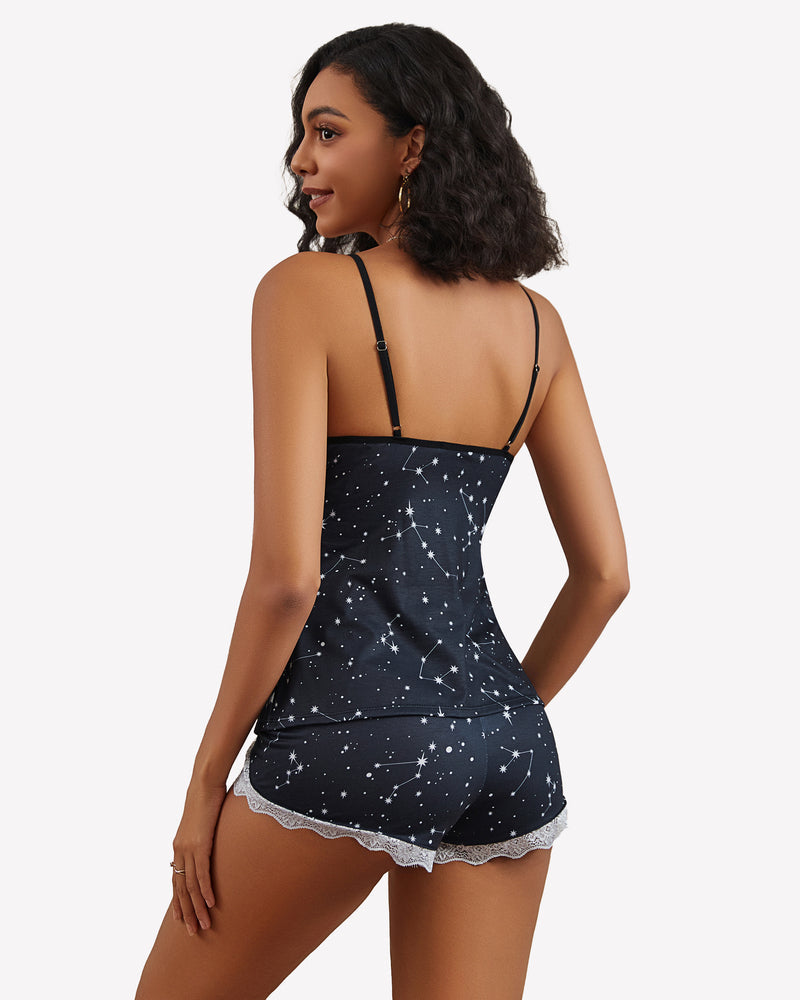 Cami Set Spitzenbesatz Kurze Pjs Sets