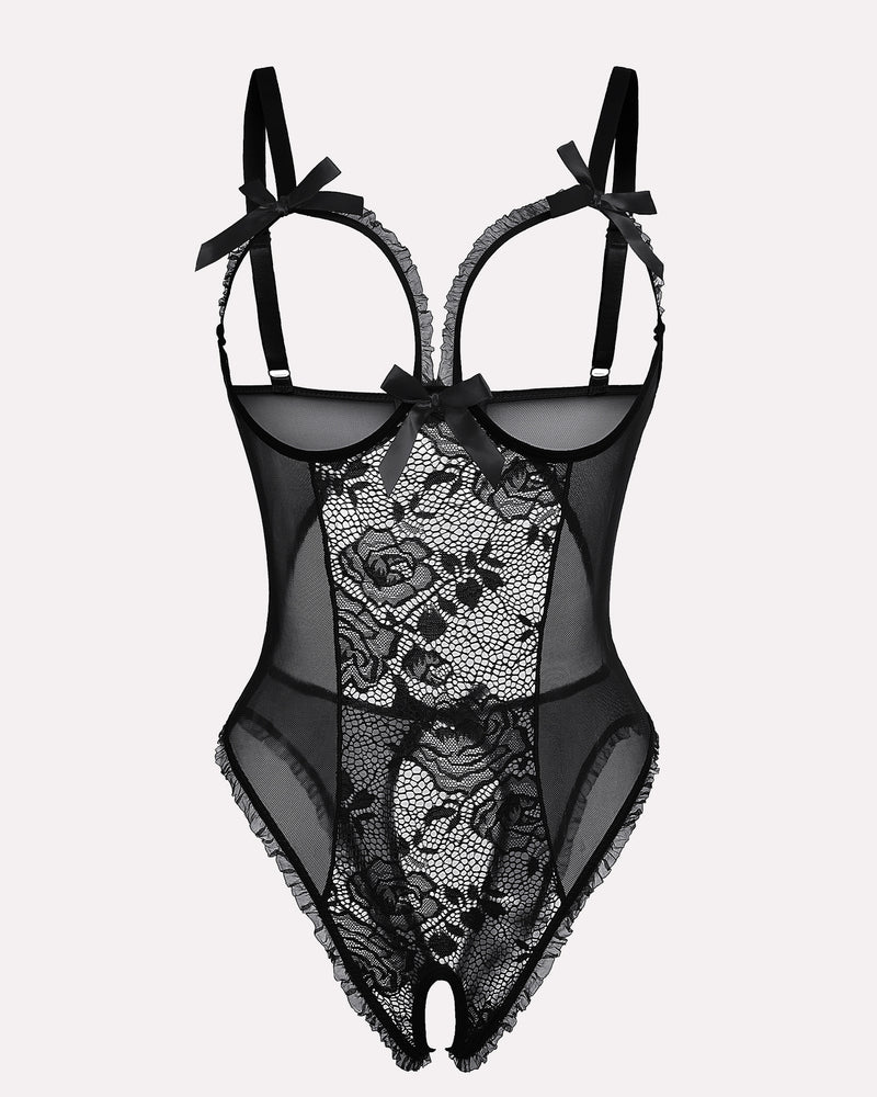 Leoparden-Spitzen-Mini-Bodysuit
