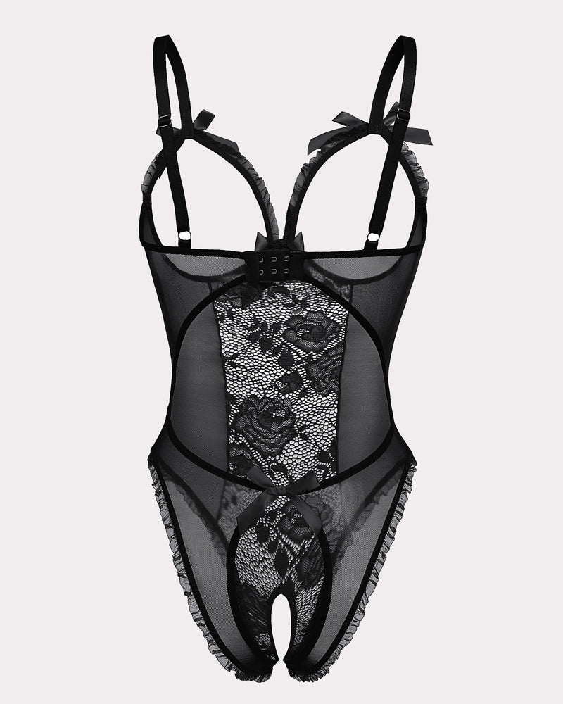 Leoparden-Spitzen-Mini-Bodysuit