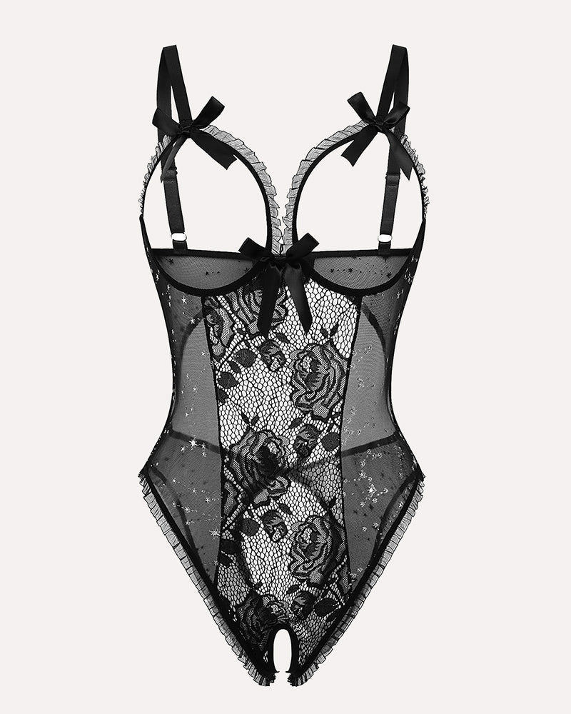 Leoparden-Spitzen-Mini-Bodysuit