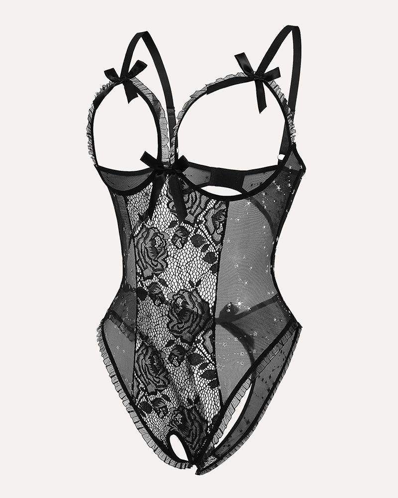 Leoparden-Spitzen-Mini-Bodysuit