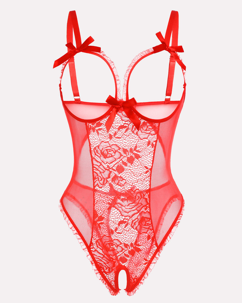 Leoparden-Spitzen-Mini-Bodysuit