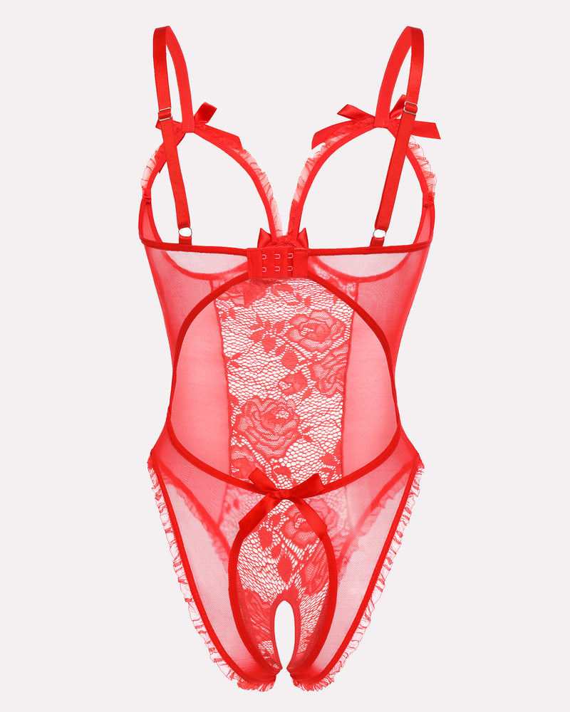 Leoparden-Spitzen-Mini-Bodysuit