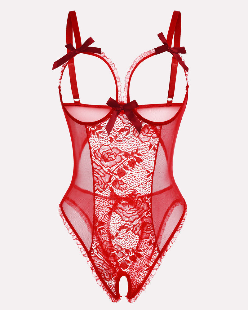 Leoparden-Spitzen-Mini-Bodysuit