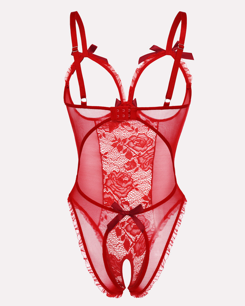Leoparden-Spitzen-Mini-Bodysuit