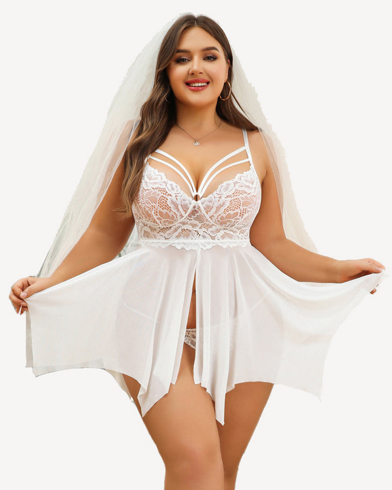 Plus Size Spitze Braut Babydoll Nachthemden