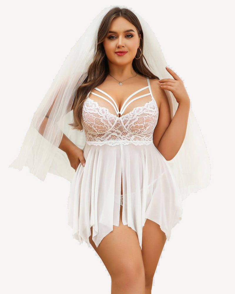 Plus Size Spitze Braut Babydoll Nachthemden