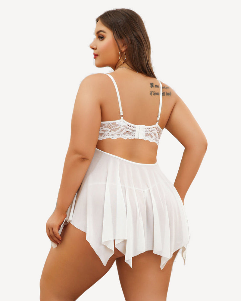 Plus Size Spitze Braut Babydoll Nachthemden
