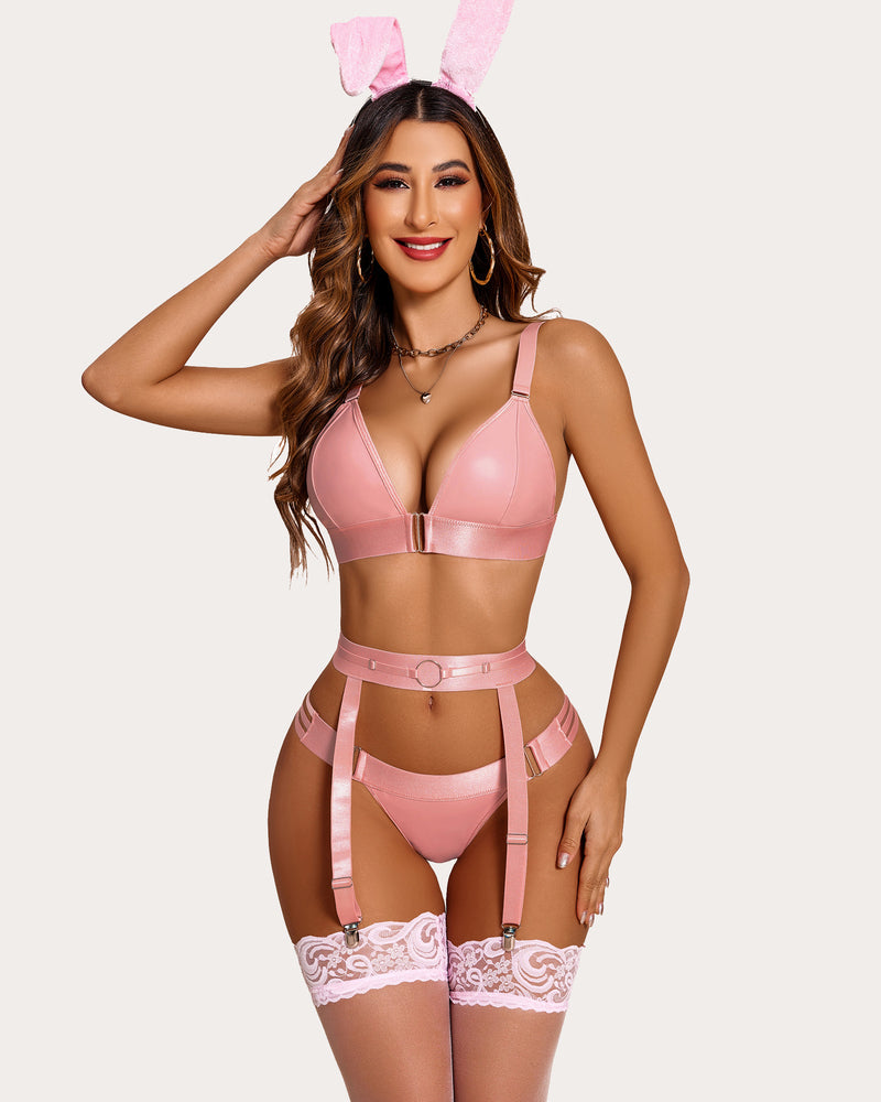 Leder Strumpfband 5 Stück BH und Panty Set