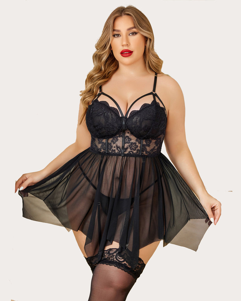 Plus Size Babydolls aus Mesh