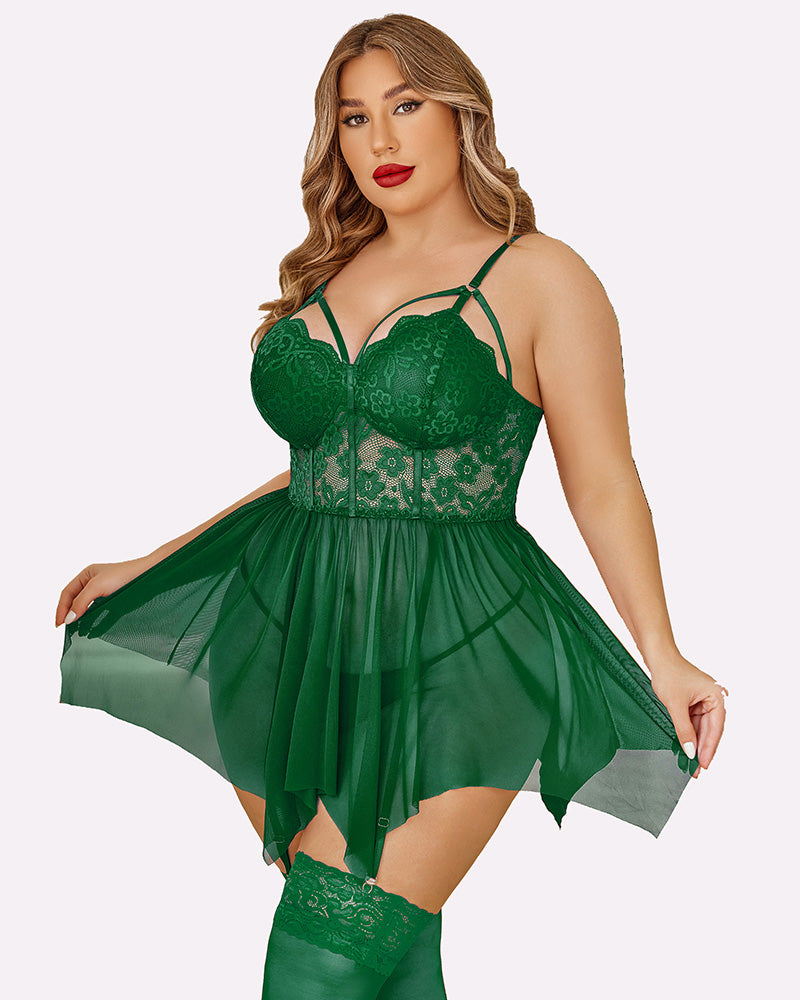 Plus Size Babydolls aus Mesh