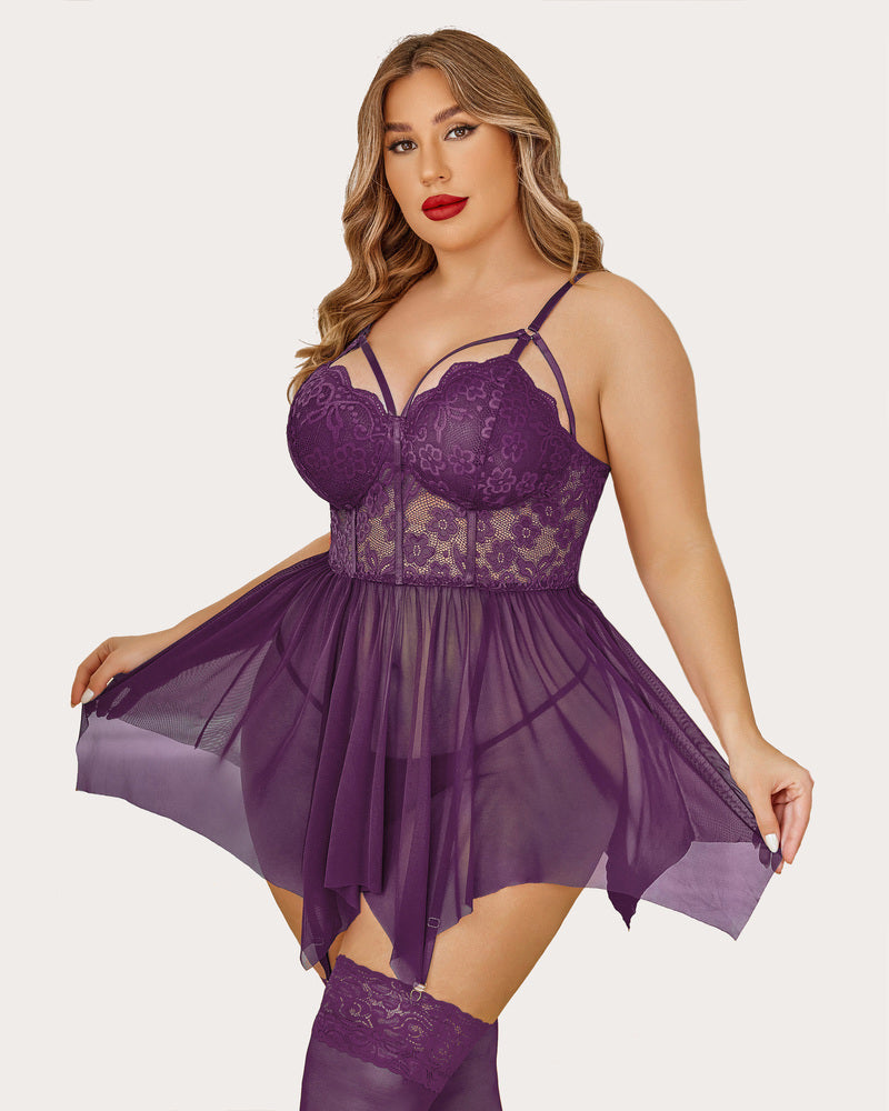 Plus Size Babydolls aus Mesh