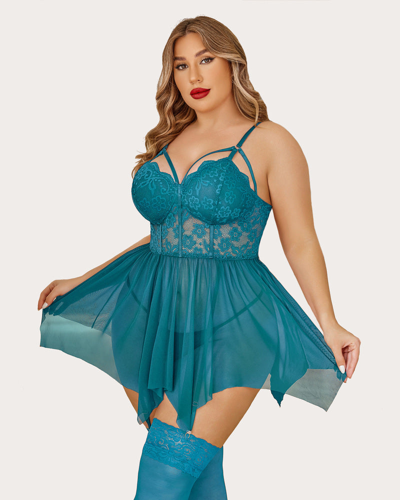 Plus Size Babydolls aus Mesh