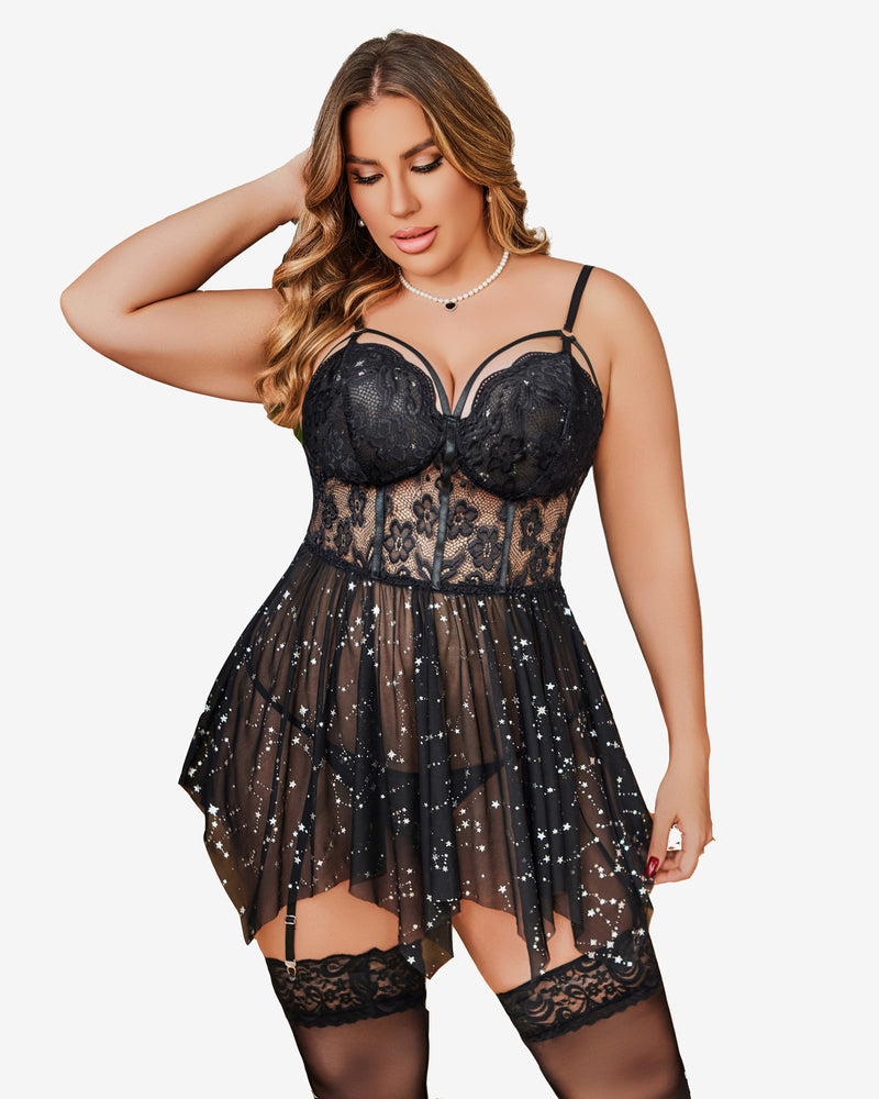 Plus Size Babydolls aus Mesh