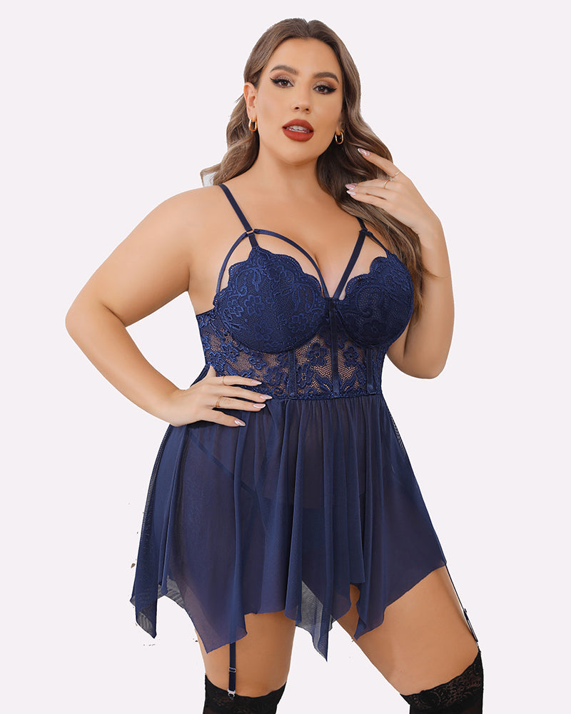 Plus Size Babydolls aus Mesh