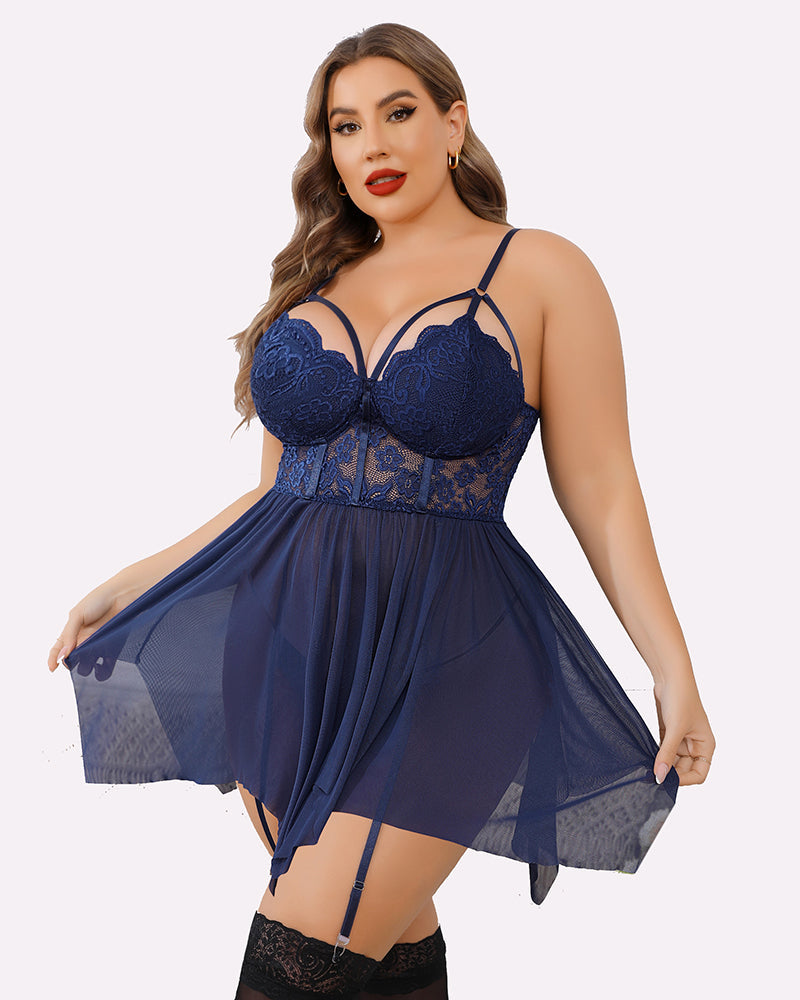 Plus Size Babydolls aus Mesh