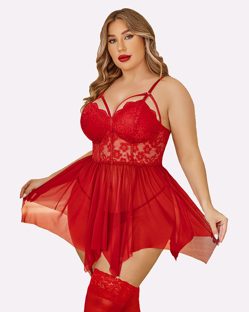 Plus Size Babydolls aus Mesh