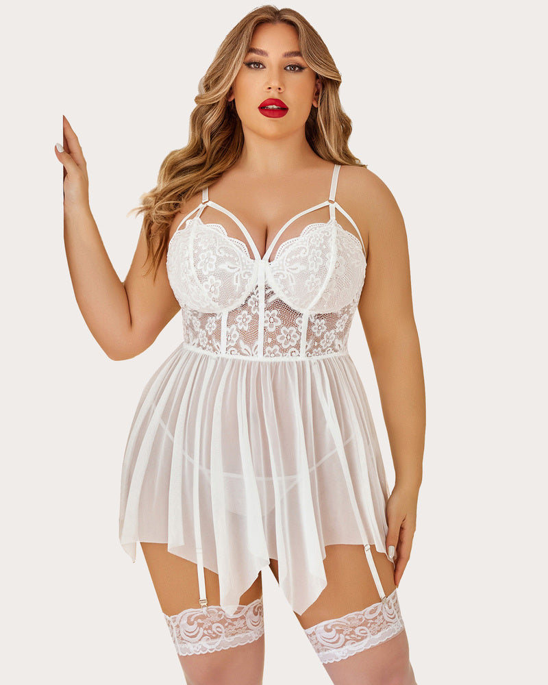 Plus Size Babydolls aus Mesh