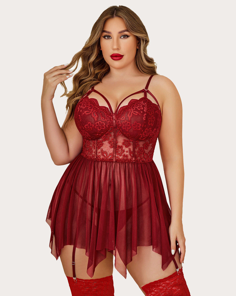 Plus Size Babydolls aus Mesh