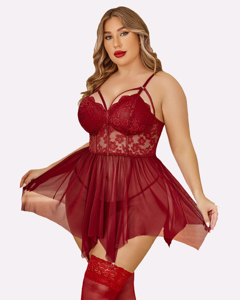 Plus Size Babydolls aus Mesh