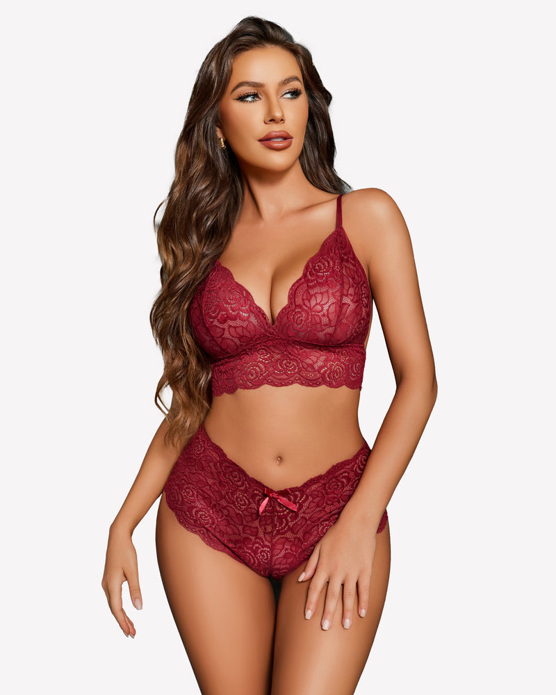 3-teilige BH- und Panty-Sets mit Bademantel
