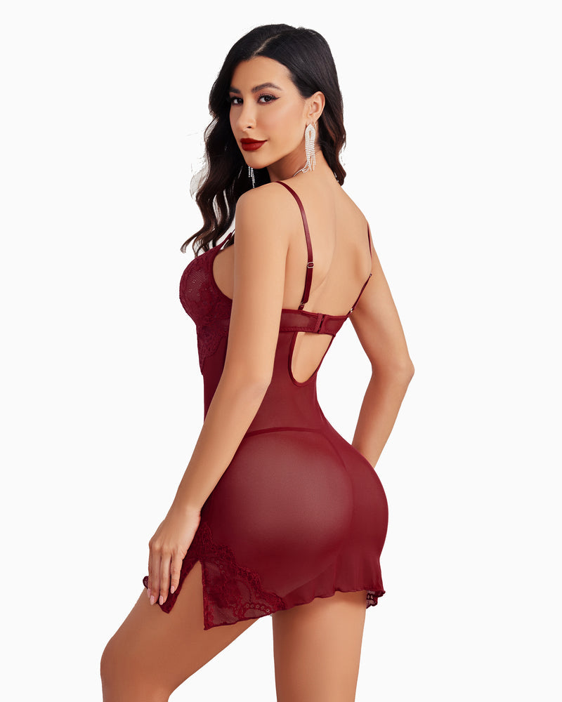 Kleid Mesh Nachthemd mit Tanga
