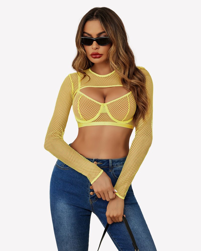 3 Piece Fishnet Lingerie Set