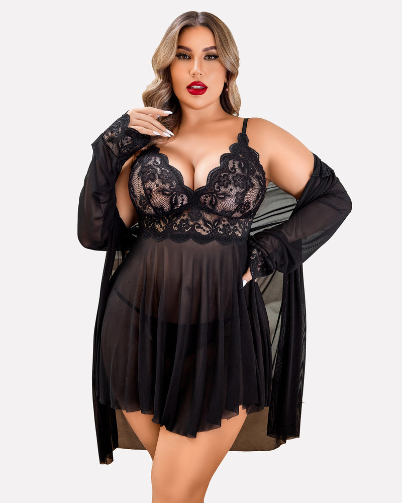 Plus Size Nachtwäsche Exotische Spitze Dessous Sets