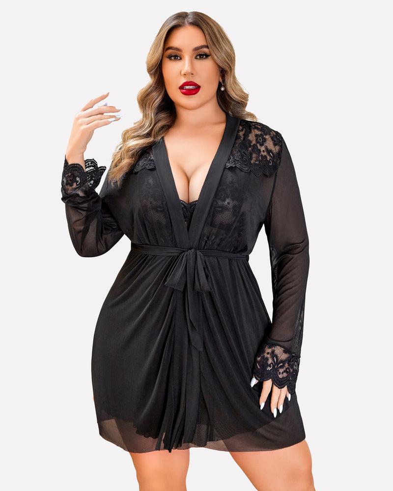 Plus Size Nachtwäsche Exotische Spitze Dessous Sets