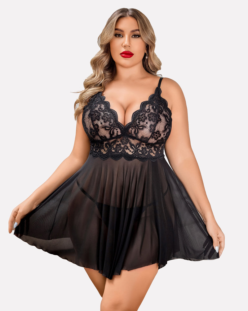 Plus Size Nachtwäsche Exotische Spitze Dessous Sets