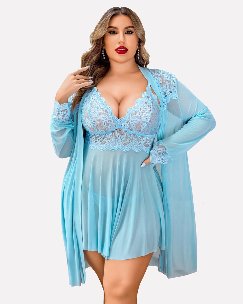 Plus Size Nachtwäsche Exotische Spitze Dessous Sets