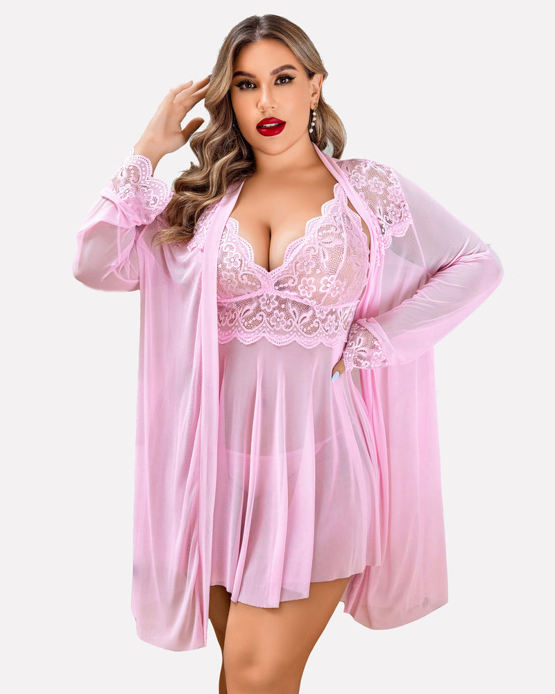 Plus Size Nachtwäsche Exotische Spitze Dessous Sets