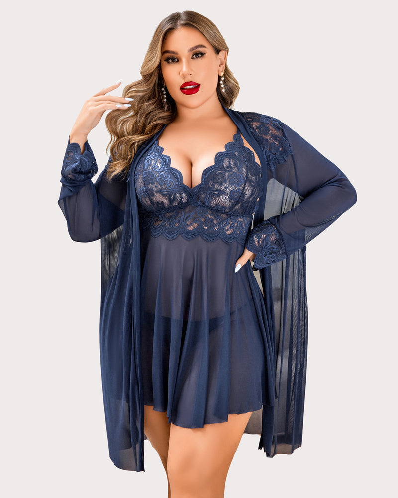 Plus Size Nachtwäsche Exotische Spitze Dessous Sets