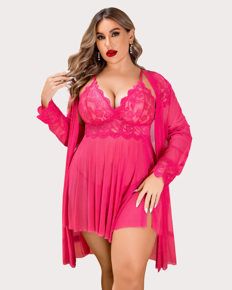 Plus Size Nachtwäsche Exotische Spitze Dessous Sets