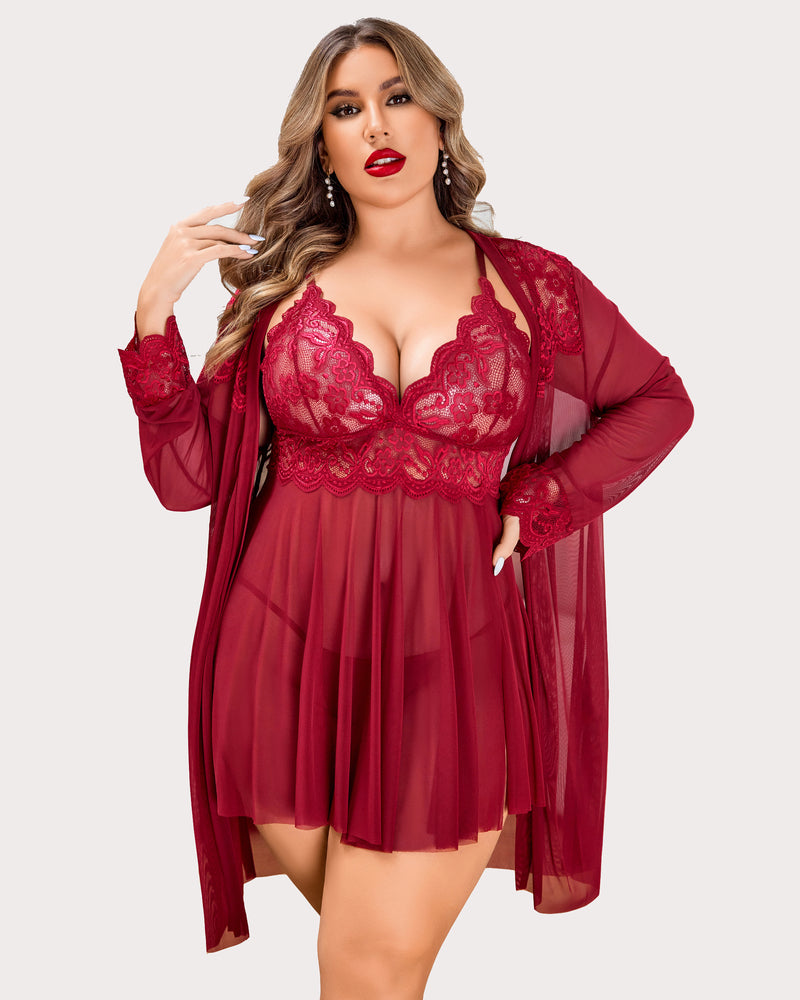 Plus Size Nachtwäsche Exotische Spitze Dessous Sets