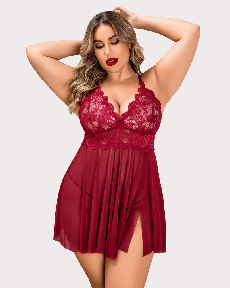 Plus Size Nachtwäsche Exotische Spitze Dessous Sets