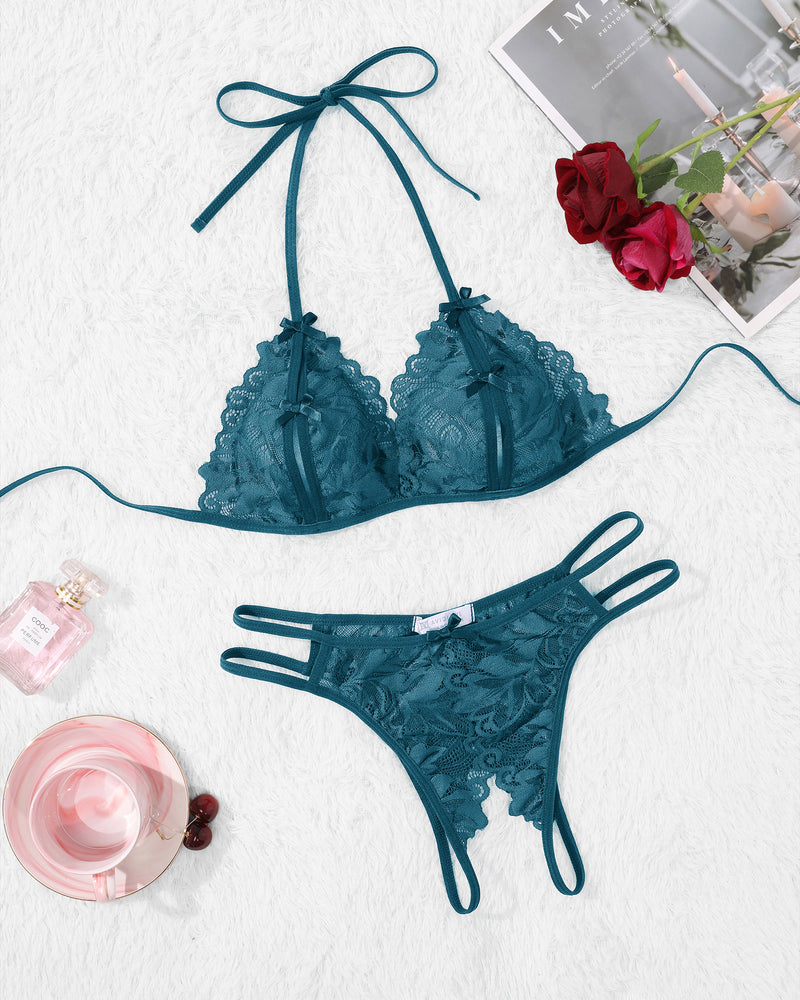 BH und Panty Set Halter Lace 2 Stück Set