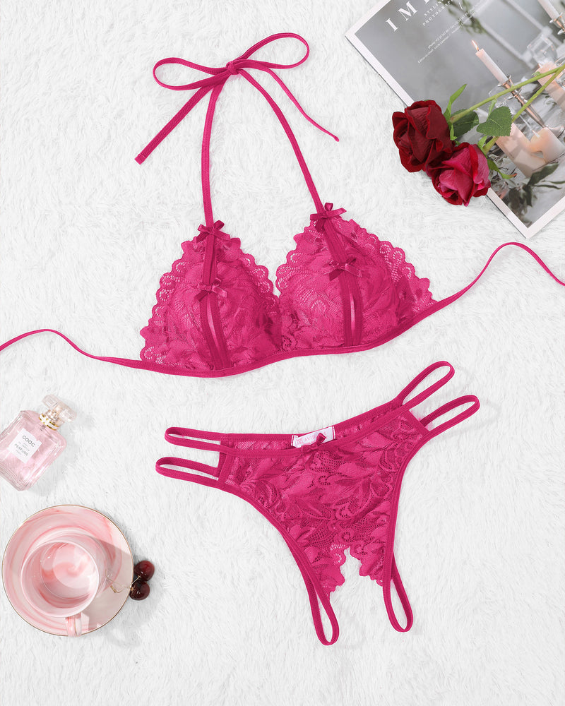 BH und Panty Set Halter Lace 2 Stück Set